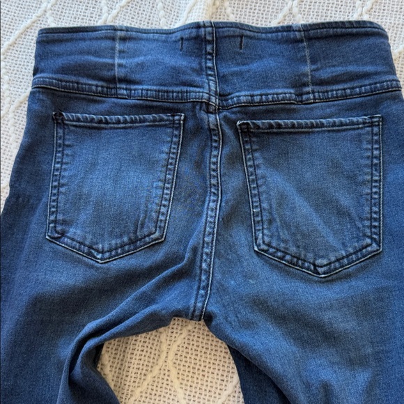 Free People Penny Pull-On Flare Jeans in a dark wash denim - Picture 7 of 9